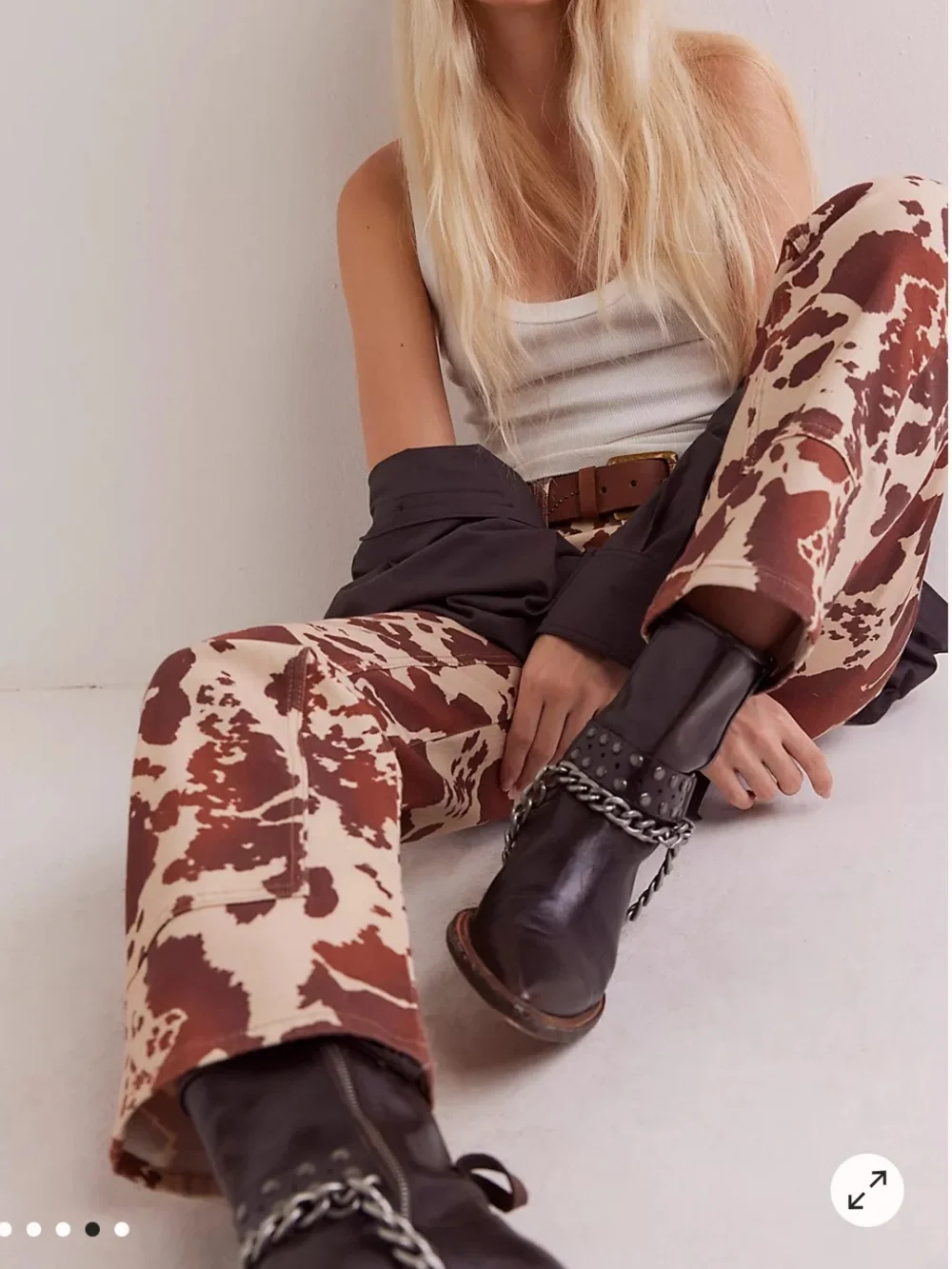 Free People We The Free Cow Print Straight Leg Jeans Size 29 NWOT
